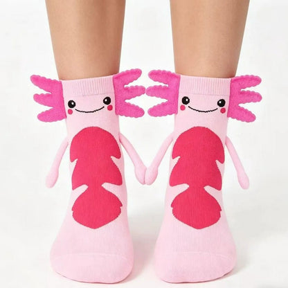 Niedliche Socken aus Polyester-Baumwolle mit 3D-Cartoon-Plüschdetails (2 Paar) - Hellrosa - EU35-42 (US2-9) - image 1