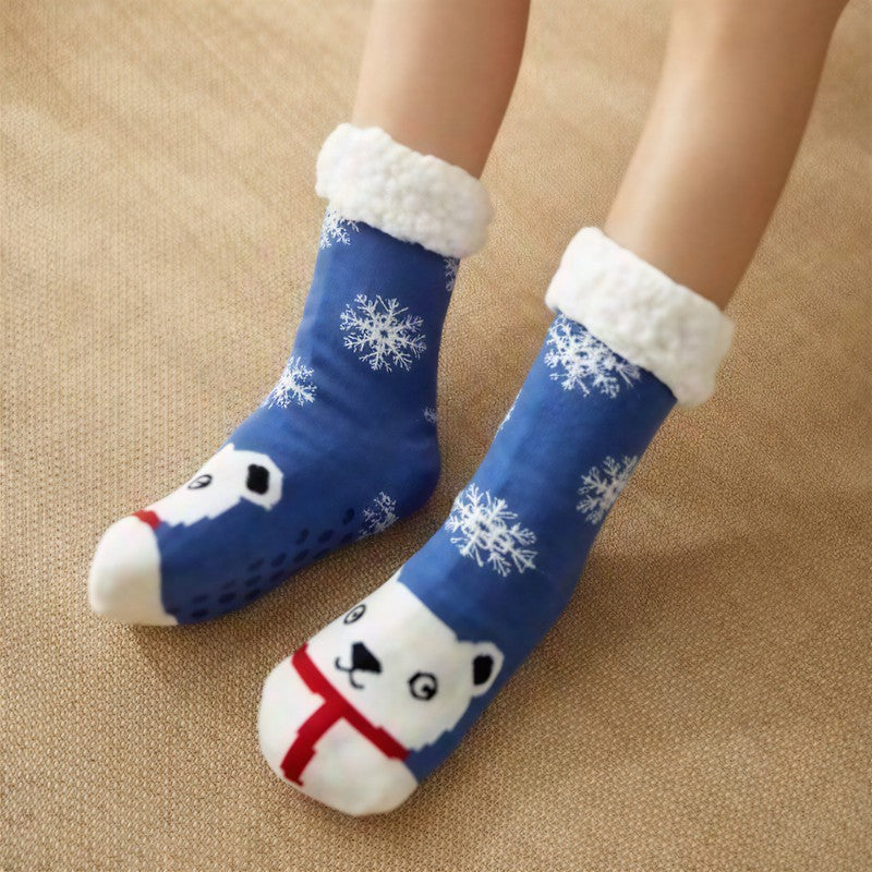 Panda-Streifen-Sherpa-Socken mit Bündchen, kuschelig, mittelhoch, Hausschuhe - Blau - EU35-42 (US2-8) - image 6