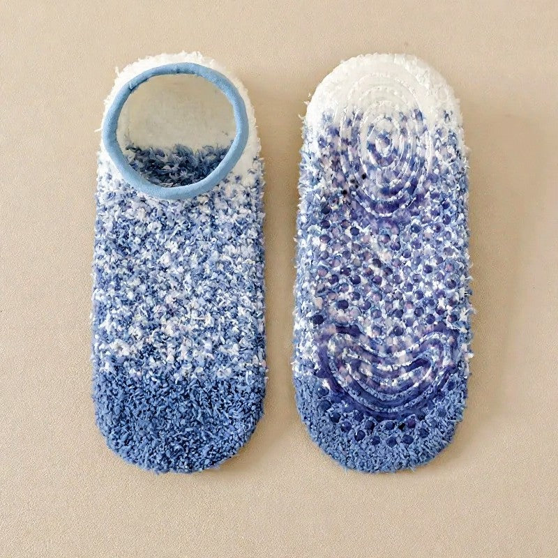 Gemütliche Chenille-Haussocken, niedrig geschnitten, rutschfest (3 Paar) - Blau - EU36-44 (US3-10) - image 5