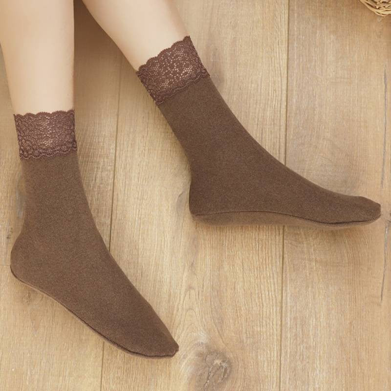 Romantische Viertelsocken mit Spitzenbesatz (8 Paar) - Kaffee - EU36-40 (US3-7) - image 3