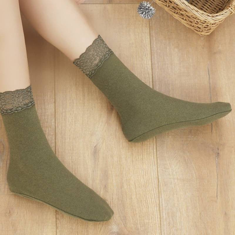 Romantische Viertelsocken mit Spitzenbesatz (8 Paar) - Armeegrün - EU36-40 (US3-7) - image 2