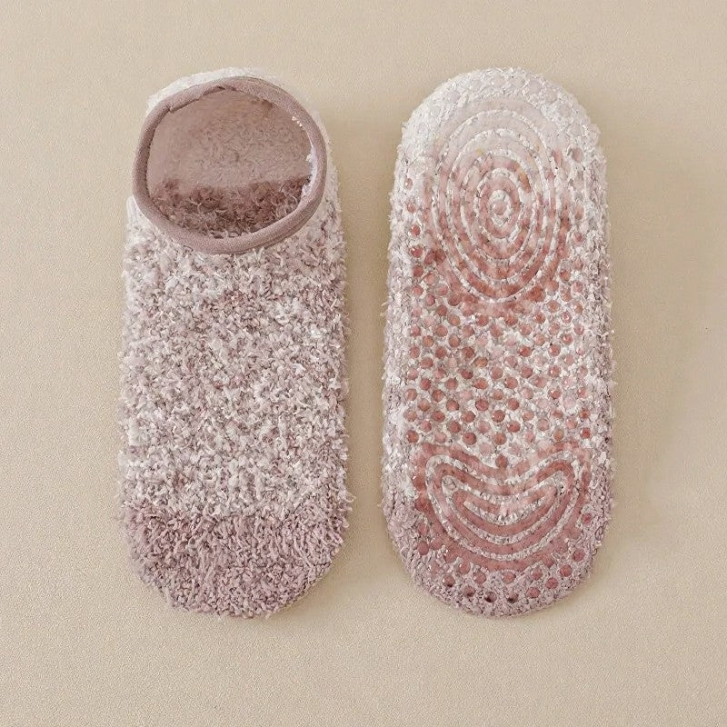 Gemütliche Chenille-Haussocken, niedrig geschnitten, rutschfest (3 Paar) - Kaffee - EU36-44 (US3-10) - image 4