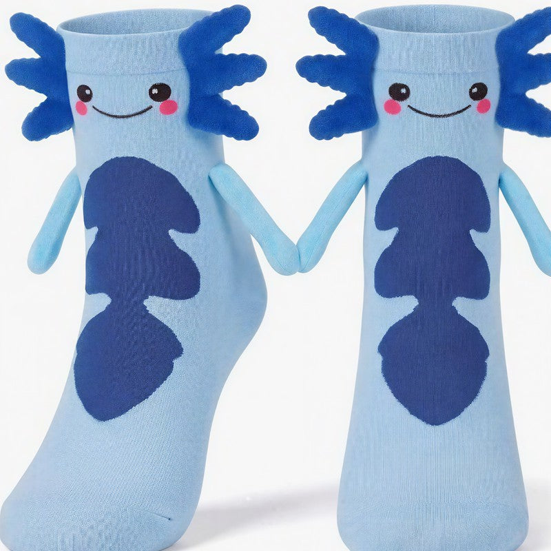Niedliche Socken aus Polyester-Baumwolle mit 3D-Cartoon-Plüschdetails (2 Paar) - Blau - EU35-42 (US2-9) - image 2