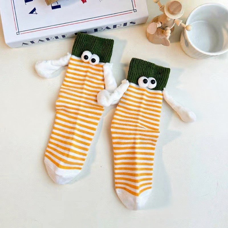 Verspielte, gestreifte Cartoon-Viertelsocken (4 Paar) - Gelb - EU35-40 (US2-7) - image 2