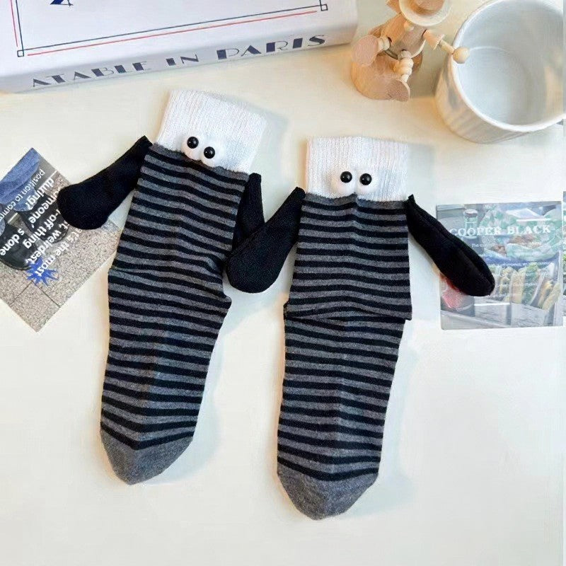 Verspielte, gestreifte Cartoon-Viertelsocken (4 Paar) - Schwarz - EU35-40 (US2-7) - image 1