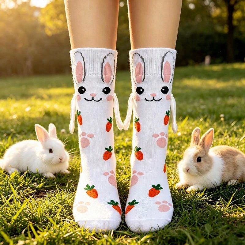 Kuschelige Socken mit Tiermotiven, die eine Hand halten (2 Paar) - B - EU36-41 (US3-8) - image 2