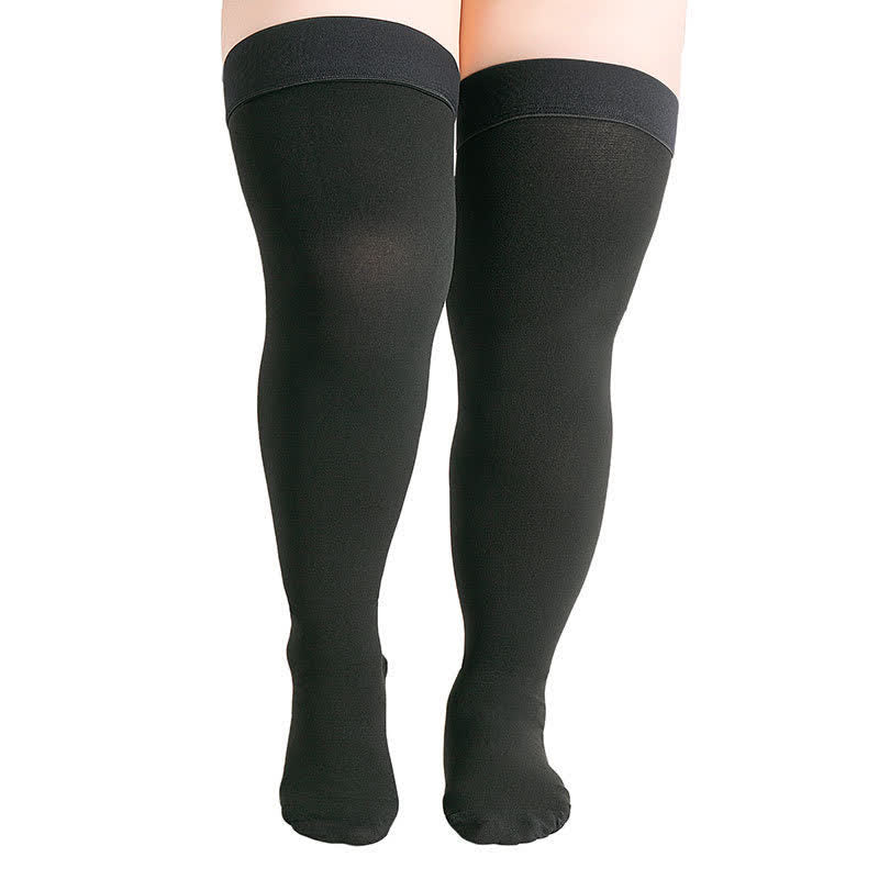Rutschfeste, oberschenkelhohe Kompressionsstrümpfe in Übergröße - Schwarz - 4XL - image 4