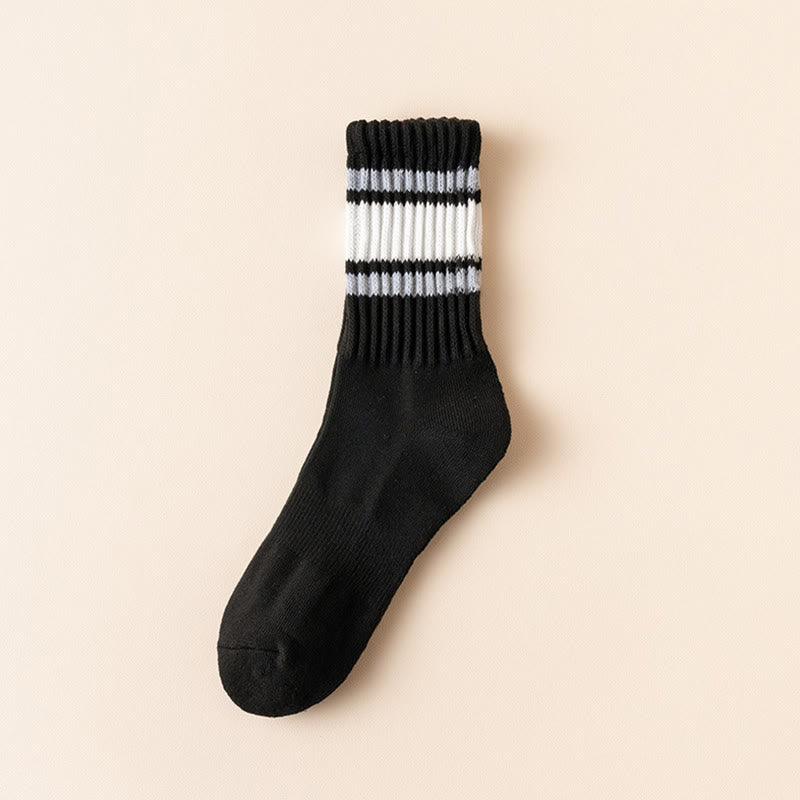 Plus Size Verdickte Streifen Viertelstrümpfe (7 Paar) - Schwarz - EU39-46 (US6-12) - image 11