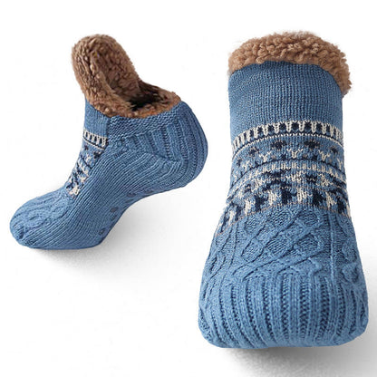 Verdickte gestrickte Hausschuhsocken in Übergröße - Blau - US 12-13 - image 17