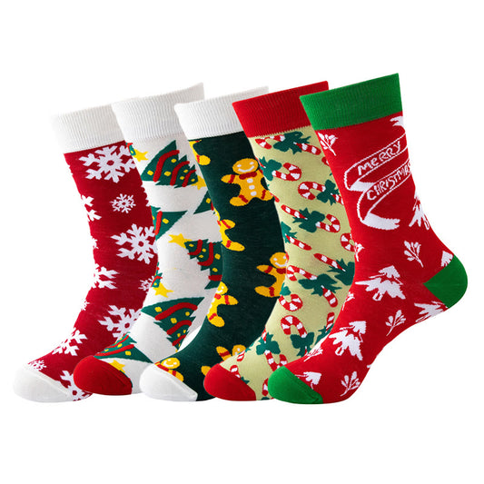 Kuschelige Weihnachtssocken in Übergröße, Unisex, Crew (5 Paar) - Mehrfarbig - EU37-44 (US4-10) - image 1