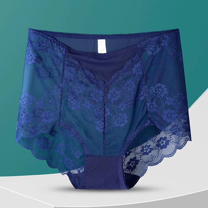 Hochgeschnittene Slips mit Blumenmuster (5 Paar) - Marineblau - 3XL - image 18