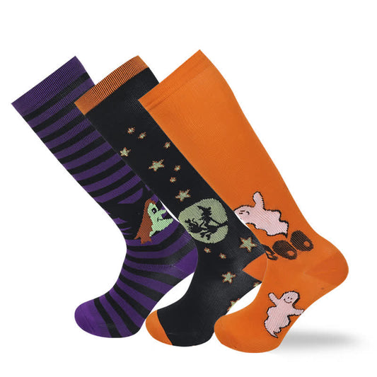 Halloween-Feiertags-Kompressionsstrümpfe aus weicher Baumwolle (3 Paar) - Mehrfarbig - L/XL - image 1