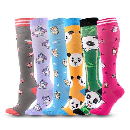 Kompressionsstrümpfe mit süßem Panda-Muster (6 Paar) - Mehrfarbig - L/XL - image 1
