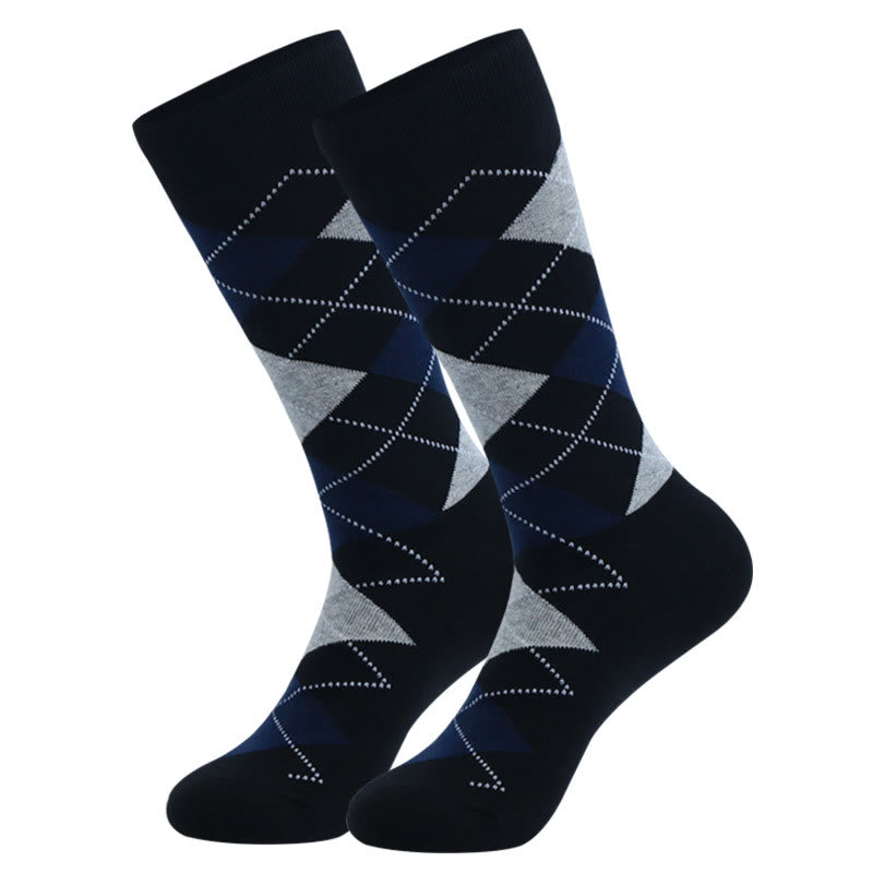 Crew-Socken mit Punkt-Rhombus-Muster in Übergröße (5 Paar)