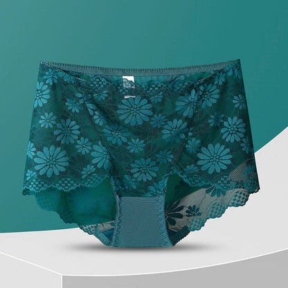 Hochgeschnittene Höschen mit Blumenmuster und Spitze (5 Paar) - Dunkelgrün - 4XL - image 19