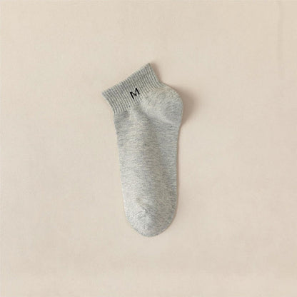 Knöchelsocken aus einfarbiger Baumwolle (5 Paar) - EU44-50 (US10-15) - Hellgrau - image 6