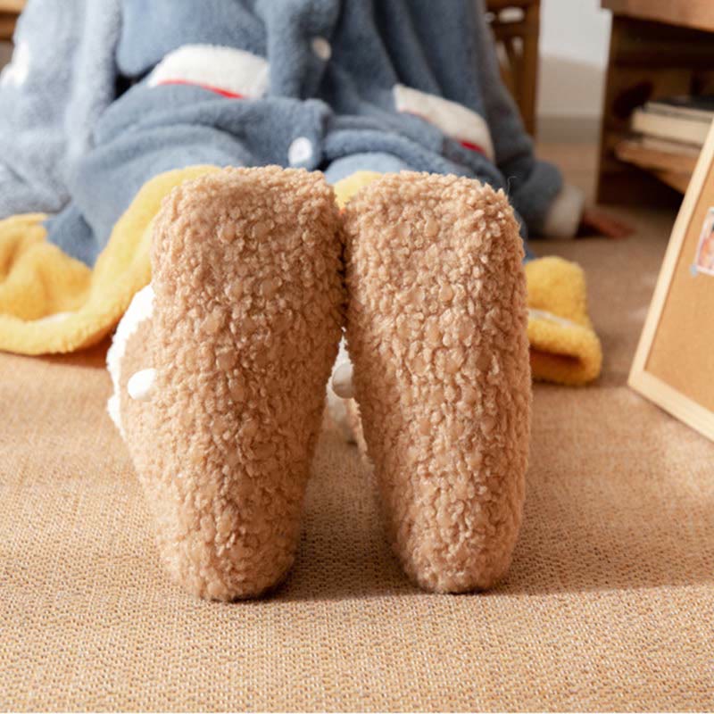 Winter-Hausschuhsocken aus Korallenfleece mit Lamm-Design - image 8