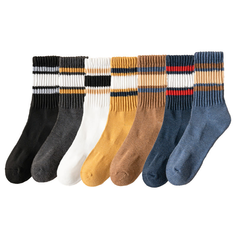 Plus Size Verdickte Streifen Viertelstrümpfe (7 Paar) - Mehrfarbig - EU39-46 (US6-12) - image 8