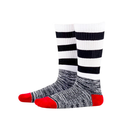 Kniehohe gepolsterte Socken mit schwarzen und weißen Streifen - image 2