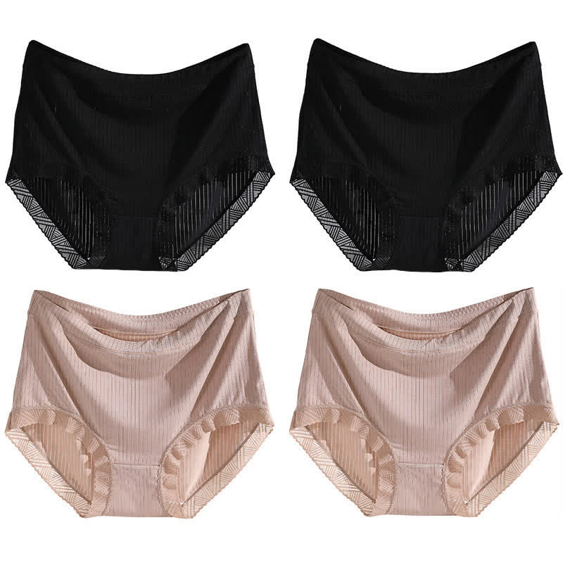Nahtlose Slips mit hohem Bund (4 Paar) - Schwarz*2+Khaki*2 - 4XL - image 17