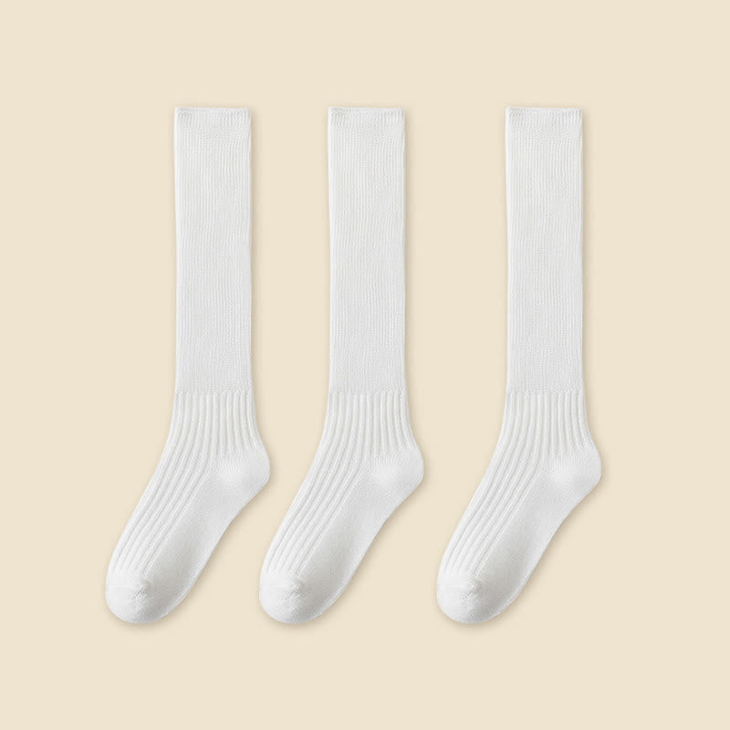Einfarbige, stylische Slouch-Socken (3 Paar) - Weiß - EU36-40 (US3-7) - image 18