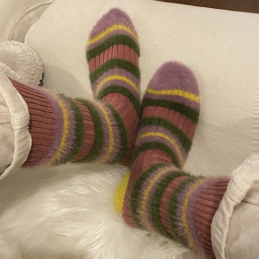 Farbblock-Socken mit Fellbesatz (6 Paar) - Lila - EU36-40 (US3-7) - image 0