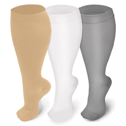 Kompressionsstrümpfe in hellen Farben, Übergrößen 2XL- 7XL (3 Paar) - Haut & Weiß & Grau - 7XL - image 0