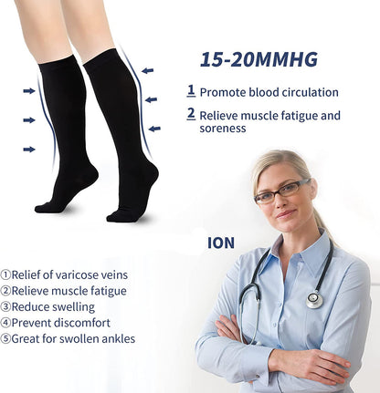 2XL-7XL Schwarze Kompressionsstrümpfe in Übergröße (15–20 mmHg)