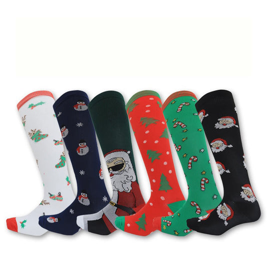 Kniehohe Kompressionsstrümpfe für den Weihnachtssport (6 Paar) - image 1