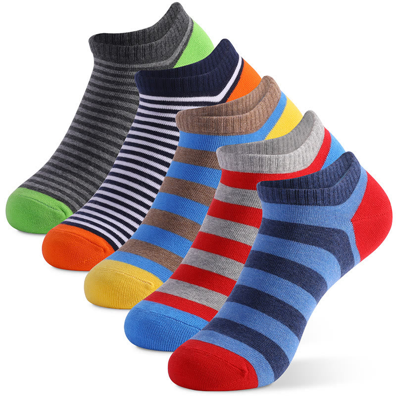 Bunt gestreifte Baumwoll-Söckchen (5 Paar)