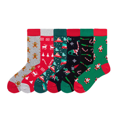 Weihnachtliche, dehnbare Socken mit Motiv (6 Paar) - Mehrfarbig - EU41-46 (US7,5-12) - image 0