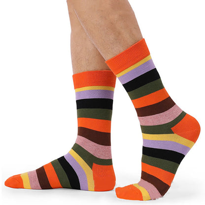 Bunt gestreifte Crew-Socken aus Baumwolle (5 Paar)