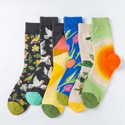 Crew-Socken mit Tulpen-Taubenmuster in Übergröße (6 Paar) - image 8