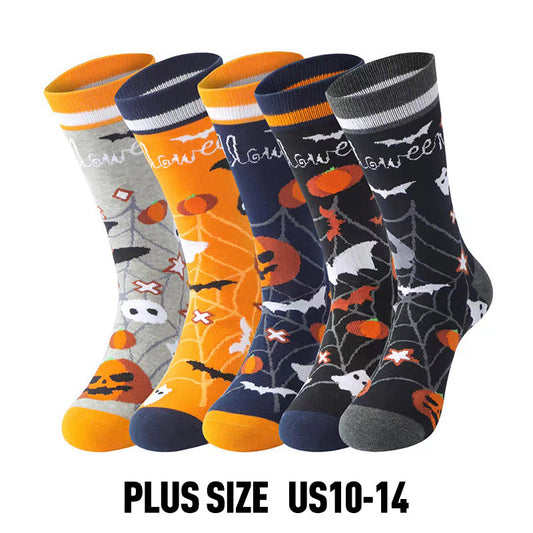 Baumwollsocken mit Halloween-Kürbismotiv in Übergröße (5 Paar) - image 1