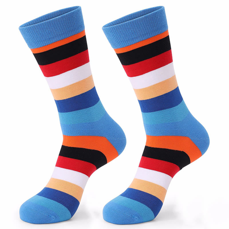 Bunt gestreifte Crew-Socken aus Baumwolle (5 Paar)