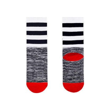 Kniehohe gepolsterte Socken mit schwarzen und weißen Streifen - image 7