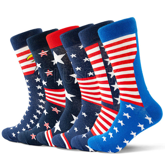 Crew-Socken mit USA-Sternen und Streifen in Übergröße (6 Paar)