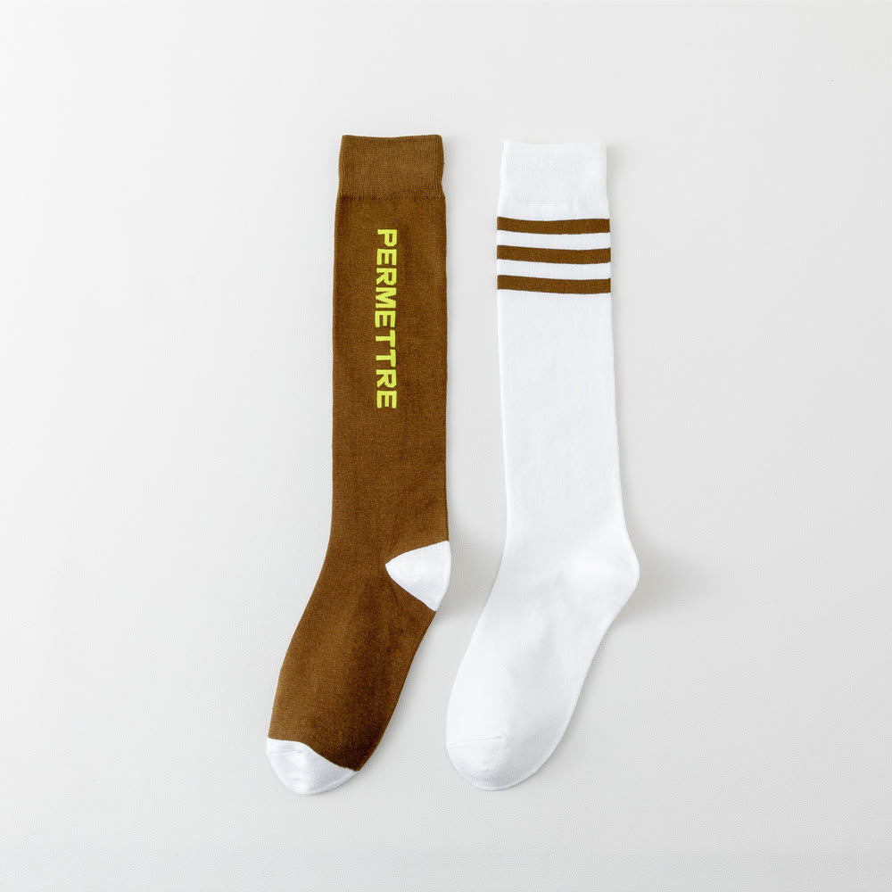 Kompressionsstrümpfe aus Baumwolle in Übergröße, gemischte Farben (3 Paar) - Unisex - Kaffee&Weiß - image 19