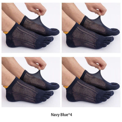 Fünf Zehen Baumwoll-Ausrichtungssocken (4 Paar) - Marineblau - EU38-45 (US5-11) - image 12