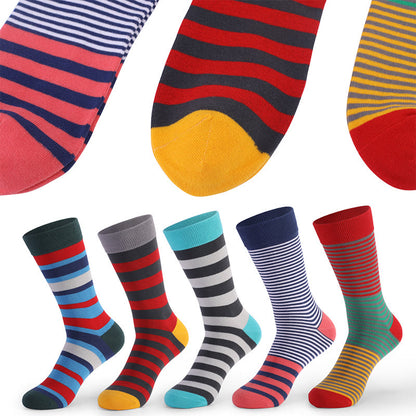 Vintage bunt gestreifte Crew-Socken (5 Paar)