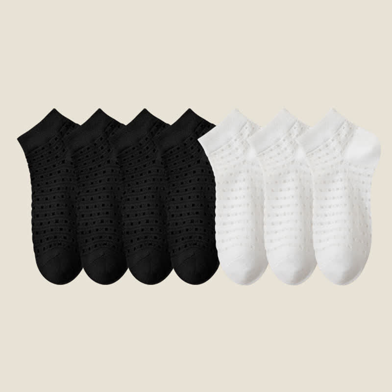 Knöchelsocken aus hohlem Netzgewebe (7 Paar) - Schwarz*4+Weiß*3 - EU38-44 (US5-11) - image 12
