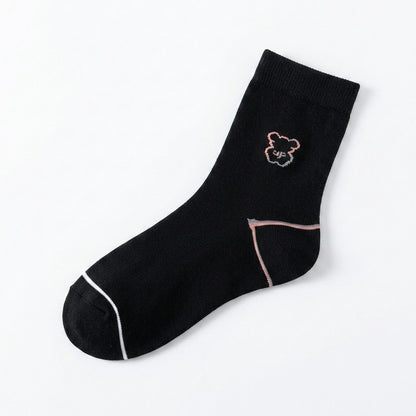 Niedliche, mit Bären bestickte Baumwollsocken (5 Paar) - Schwarz - EU35-40 (US2-7) - image 10