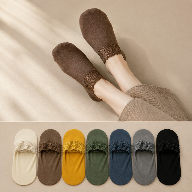 Elegante Knöchelsocken mit Spitzenbesatz (8 Paar) - Mehrfarbig - EU36-40 (US3-7) - image 0