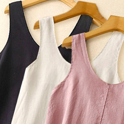 Lässiges ärmelloses Baumwoll-Midikleid - image 12
