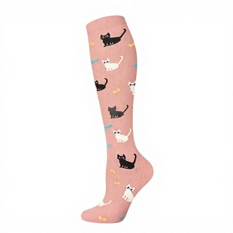 Verspielte Kompressionsstrümpfe mit Katzen- und Hundemotiven (5 Paar) - Rosa - S/M - image 10