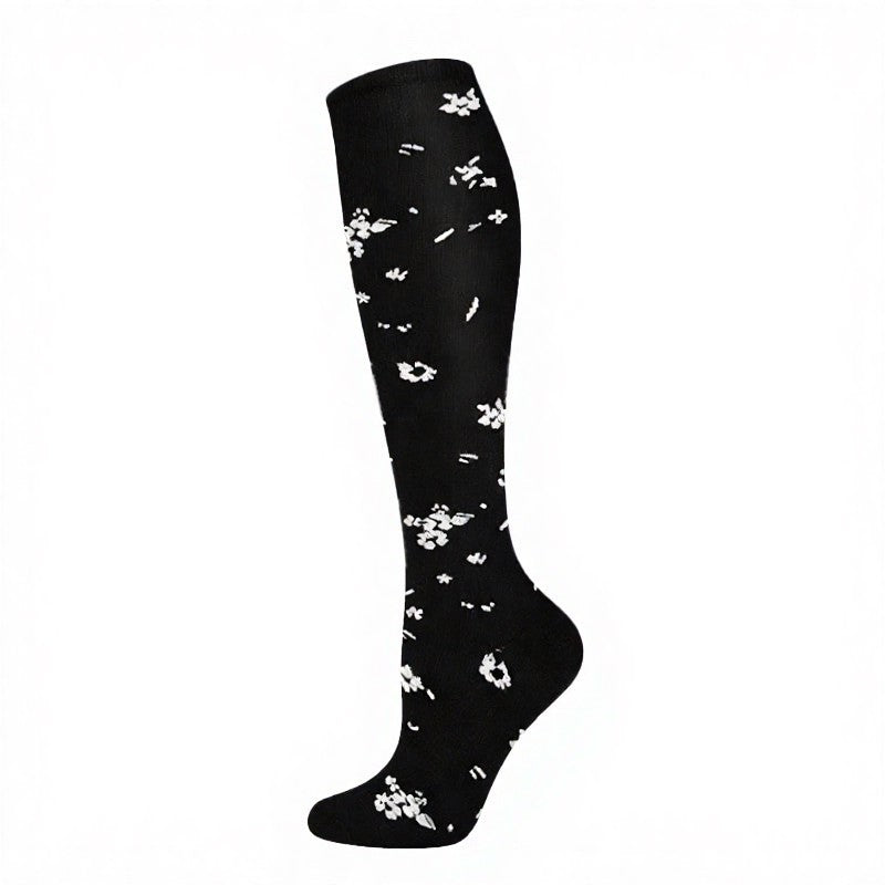 Kompressionsstrümpfe mit Polka-Dot-Blumenmuster (4 Paar) - Schwarz - S/M - image 7