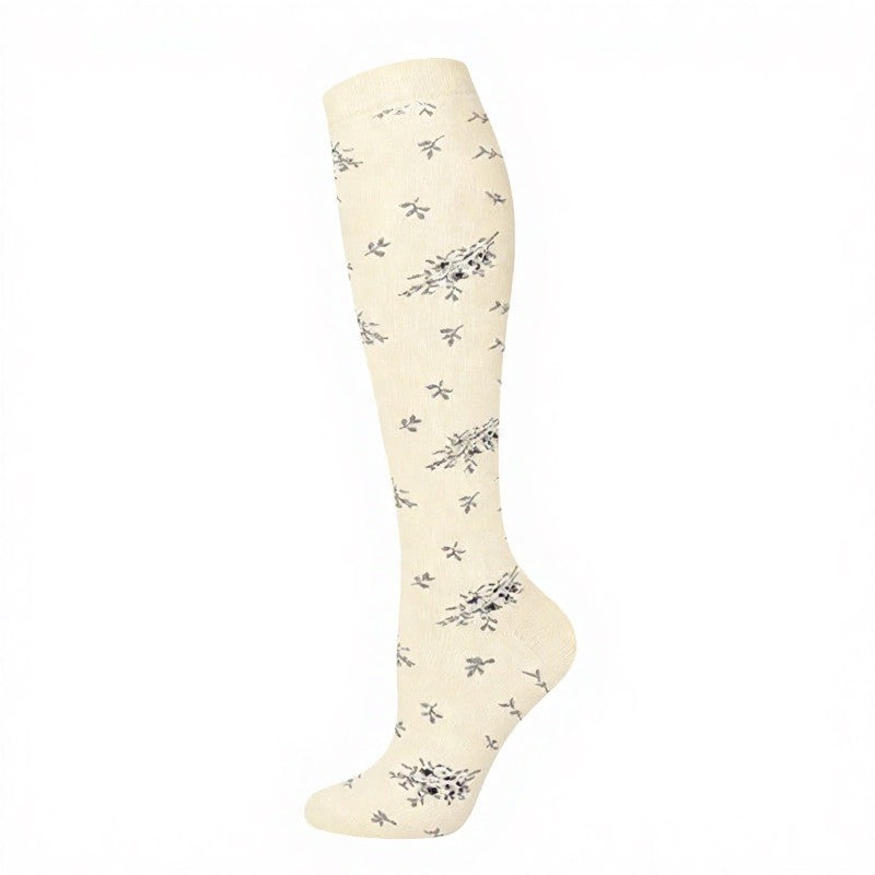 Kompressionsstrümpfe mit Polka-Dot-Blumenmuster (4 Paar) - Beige - S/M - image 6