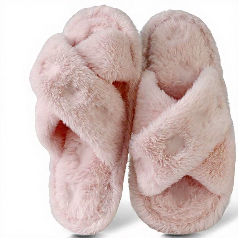 Gekreuzte, plüschige offene Zehenpantoffeln - Rosa - EU44-45 (US9-10) - image 9