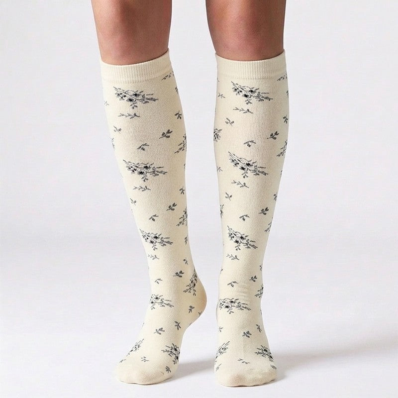 Kompressionsstrümpfe mit Polka-Dot-Blumenmuster (4 Paar) - image 3