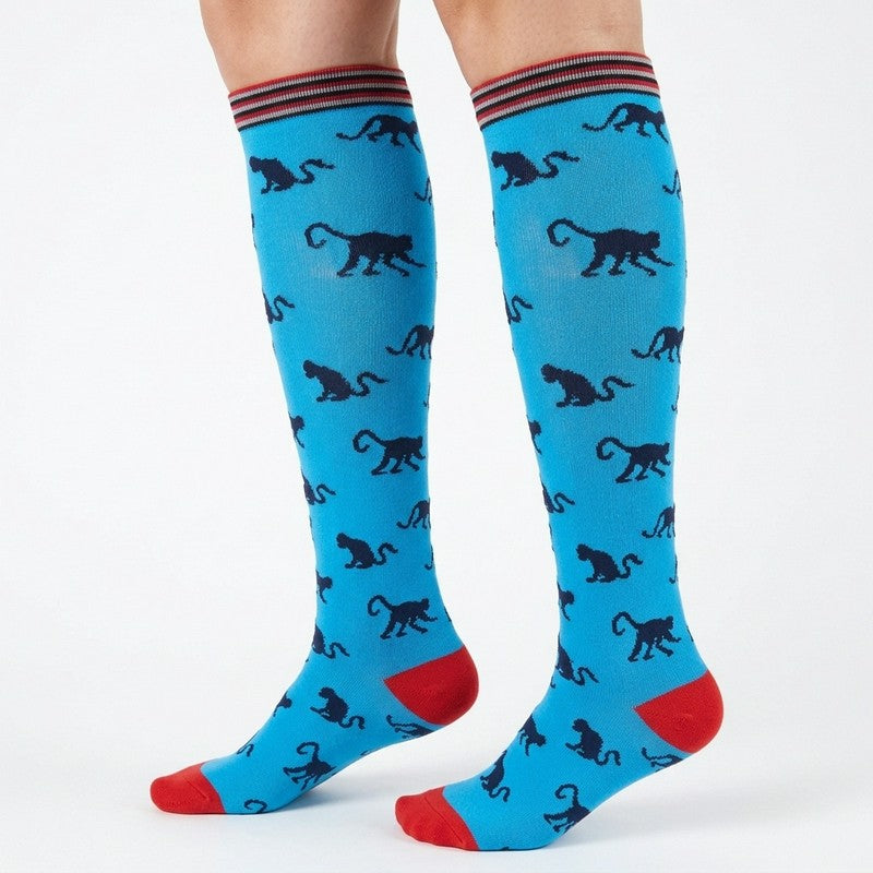 Verspielte Kompressionsstrümpfe mit Tiermotiven (3 Paar) - Blau - S/M - image 1